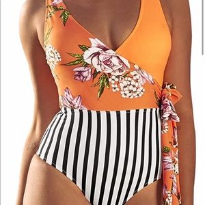 🧡NWT! Cupshe One Piece Color Block Wrap SZ LG